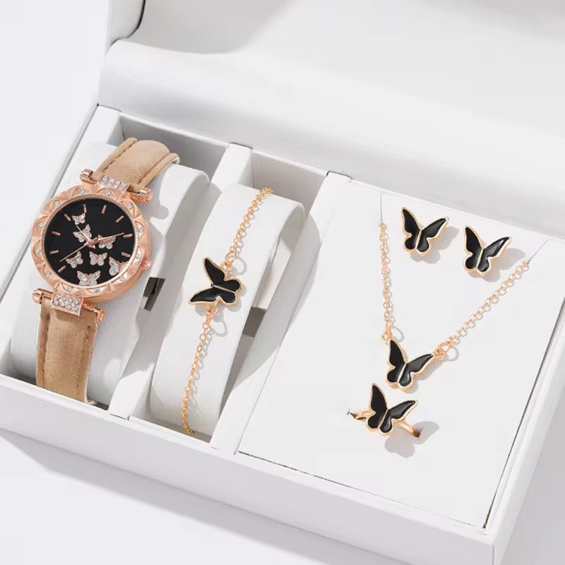 Coffret Cadeau Femme 5 Pièces – Montre Quartz, Collier, Bracelet, Bague et Boucles d’oreilles - HGL - CHINA