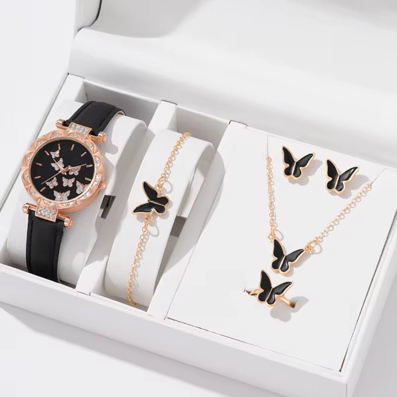 Coffret Cadeau Femme 5 Pièces – Montre Quartz, Collier, Bracelet, Bague et Boucles d’oreilles - HGL - CHINA