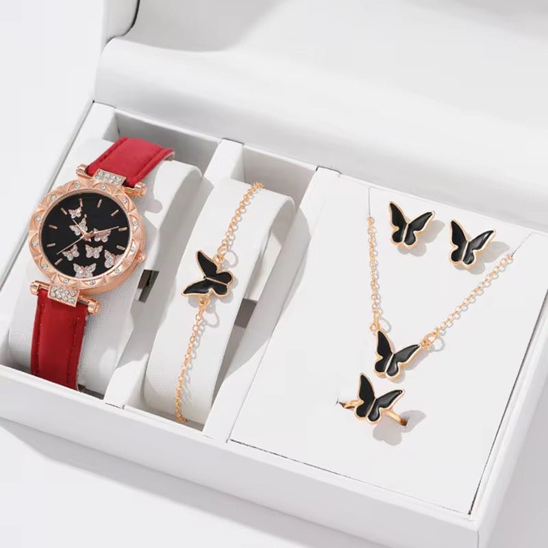 Coffret Cadeau Femme 5 Pièces – Montre Quartz, Collier, Bracelet, Bague et Boucles d’oreilles - HGL - CHINA