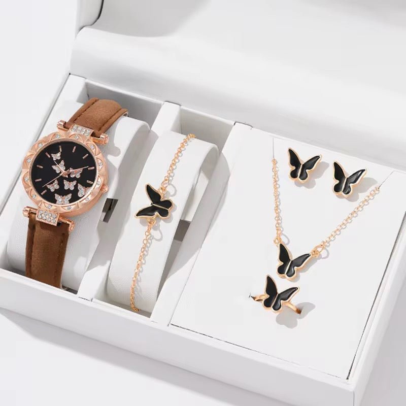 Coffret Cadeau Femme 5 Pièces – Montre Quartz, Collier, Bracelet, Bague et Boucles d’oreilles - HGL - CHINA