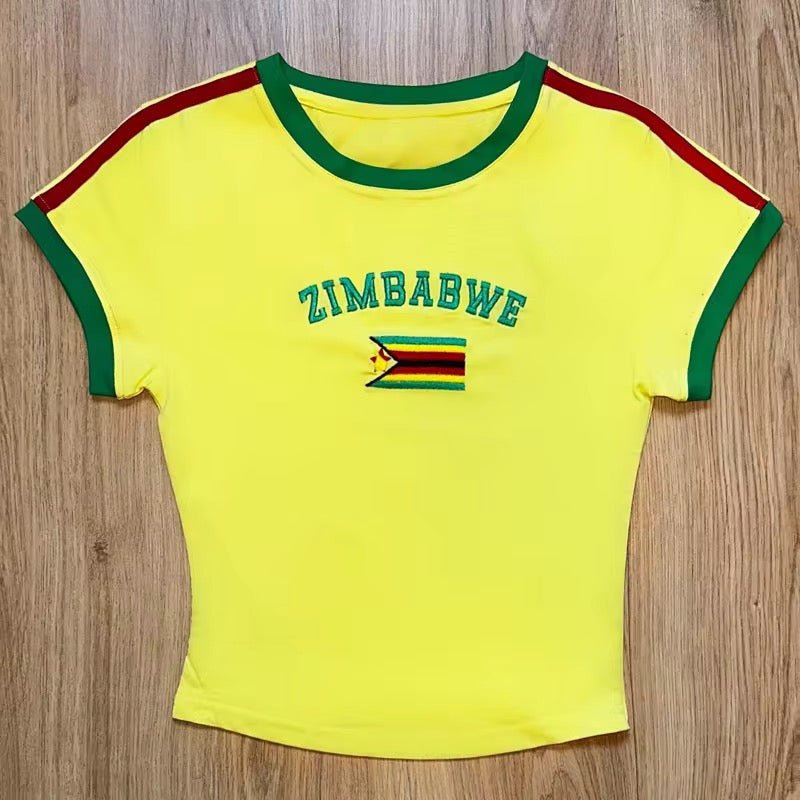 Crop Top Esthétique Rétro – Coton Doux avec Détails Contrastés - HGL - CHINA