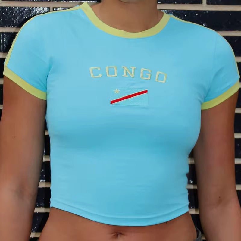 Crop Top Esthétique Rétro – Coton Doux avec Détails Contrastés - HGL - CHINA