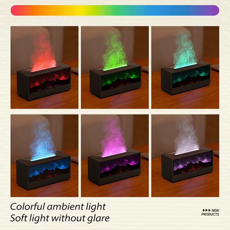 Diffuseur Cheminée Aromatique à Effet Flammes – Brumisateur LED 7 Couleurs, Télécommande IR, Arrêt Auto & Minuterie pour Maison et Bureau - HGL - CHINA