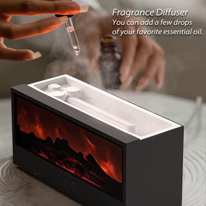 Diffuseur Cheminée Aromatique à Effet Flammes – Brumisateur LED 7 Couleurs, Télécommande IR, Arrêt Auto & Minuterie pour Maison et Bureau - HGL - CHINA