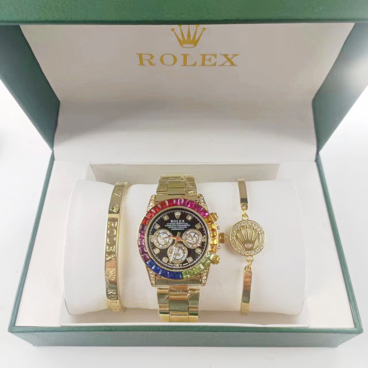 Montre élégante inspirée de l'iconique Rolex Oyster Perpetual Datejust accompagnée de bracelets