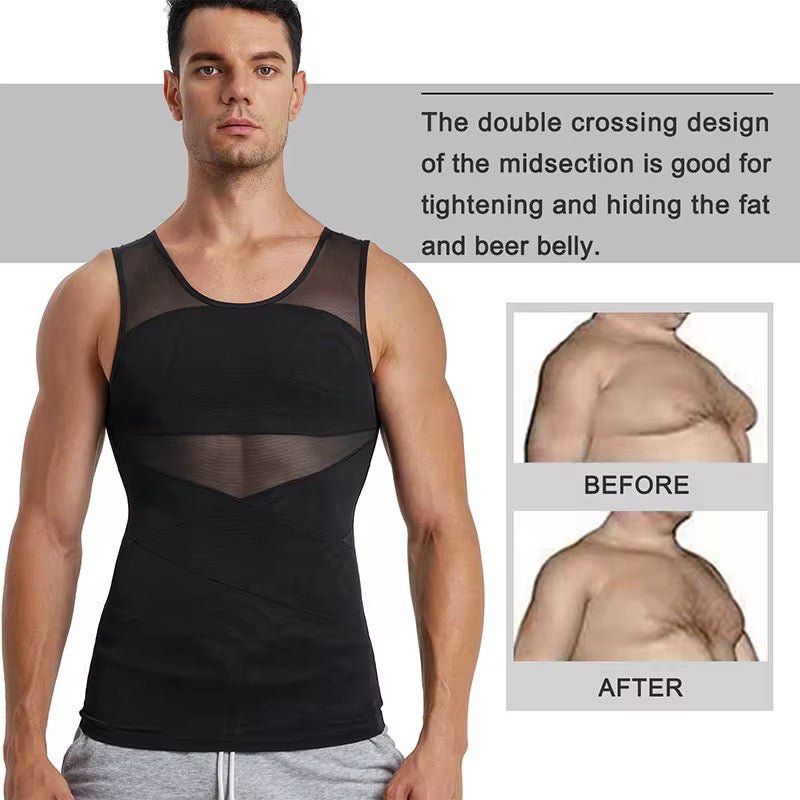 Gaine Amincissante Homme – Débardeur de Compression Ventre Plat & Soutien Dorsal Sans Couture - HGL - CHINA