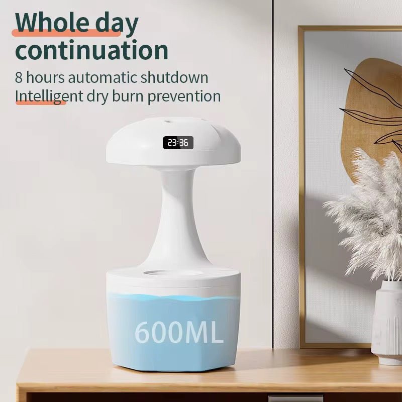 Humidificateur d'Air Anti - Gravité H2O – Diffuseur d'Huiles Essentielles à Gouttes d'Eau Ascendantes, Affichage LED Numérique & Horloge, Rechargeable USB pour Bureau et Maison - HGL - CHINA