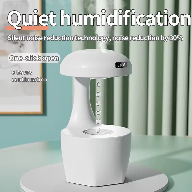 Humidificateur d'Air Anti - Gravité H2O – Diffuseur d'Huiles Essentielles à Gouttes d'Eau Ascendantes, Affichage LED Numérique & Horloge, Rechargeable USB pour Bureau et Maison - HGL - CHINA