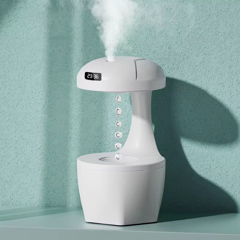 Humidificateur d'Air Anti - Gravité H2O – Diffuseur d'Huiles Essentielles à Gouttes d'Eau Ascendantes, Affichage LED Numérique & Horloge, Rechargeable USB pour Bureau et Maison - HGL - CHINA