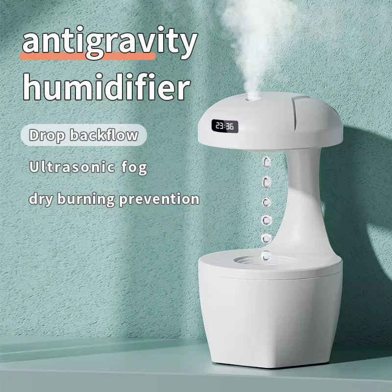 Humidificateur d'Air Anti - Gravité H2O – Diffuseur d'Huiles Essentielles à Gouttes d'Eau Ascendantes, Affichage LED Numérique & Horloge, Rechargeable USB pour Bureau et Maison - HGL - CHINA
