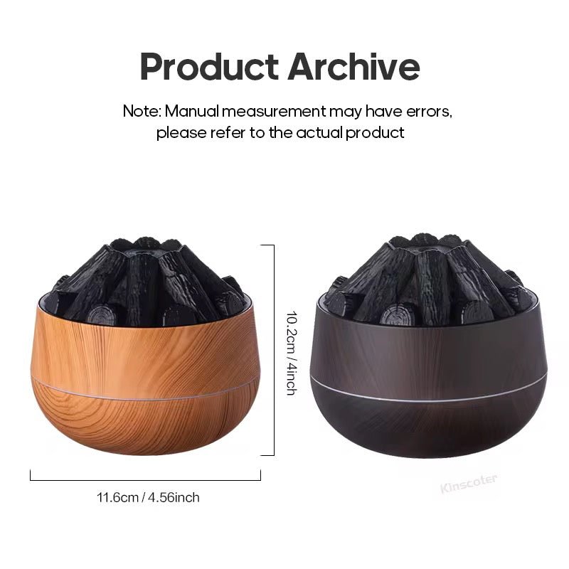 Humidificateur USB 300 ml Effet Volcan – Diffuseur d'Arômes Silencieux, Design Imitation Charbon avec Effet Feu, Brume Haute Performance & Éclairage Pulsant - HGL - CHINA