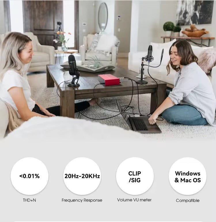Kit Complet de Studio Professionnel 192kHz/24Bit – Pack Podcast & Enregistrement avec Microphone à Condensateur, Interface Audio USB, Casque de Monitoring et Bras Articulé - HGL - CHINA