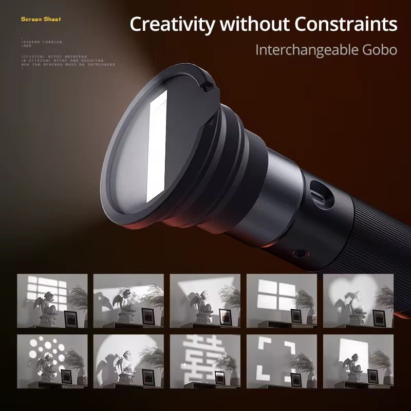 Lampe de Poche de Vidéographie SIDANDE 10W – Lumière de Photographie Zoomable avec Gobos, Projecteur d'Ambiance avec Filetage 1/4'' pour Trépied et Création de Contenu Pro - HGL - CHINA
