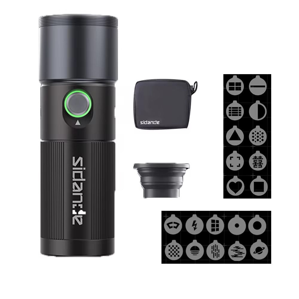 Lampe de Poche de Vidéographie SIDANDE 10W – Lumière de Photographie Zoomable avec Gobos, Projecteur d'Ambiance avec Filetage 1/4'' pour Trépied et Création de Contenu Pro - HGL - CHINA