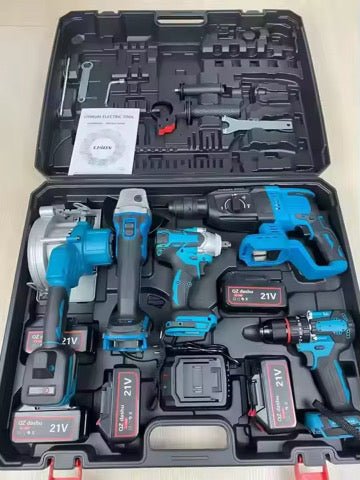 Mallette d'Outils Électriques Premium - Perceuse, Meuleuse, Scie Circulaire & Marteau - HGL - CHINA