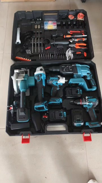 Mallette d'Outils Électriques Premium - Perceuse, Meuleuse, Scie Circulaire & Marteau - HGL - CHINA