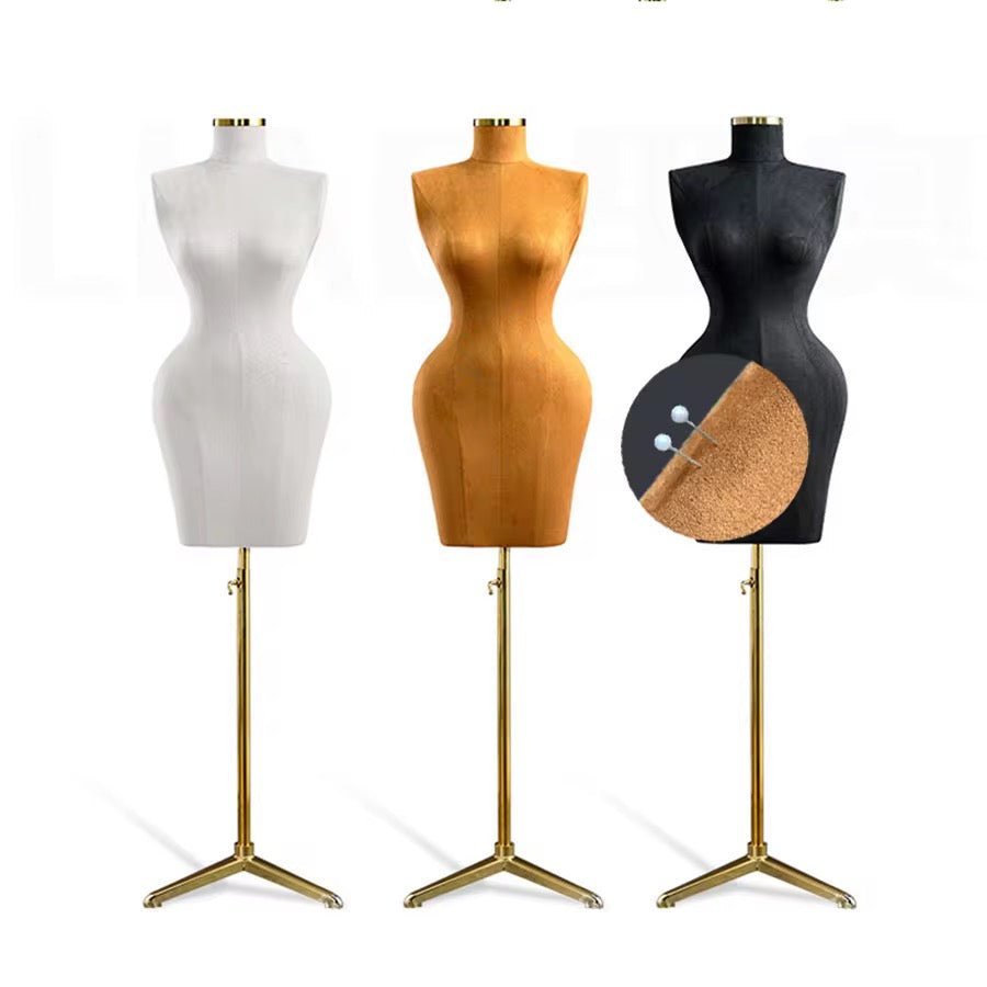 Mannequin de Couture Femme Premium – Buste en Mousse Réglable Haute Qualité, Forme "Sablier" Sexy, Support Doré Ajustable pour Création et Exposition de Robes - HGL - CHINA