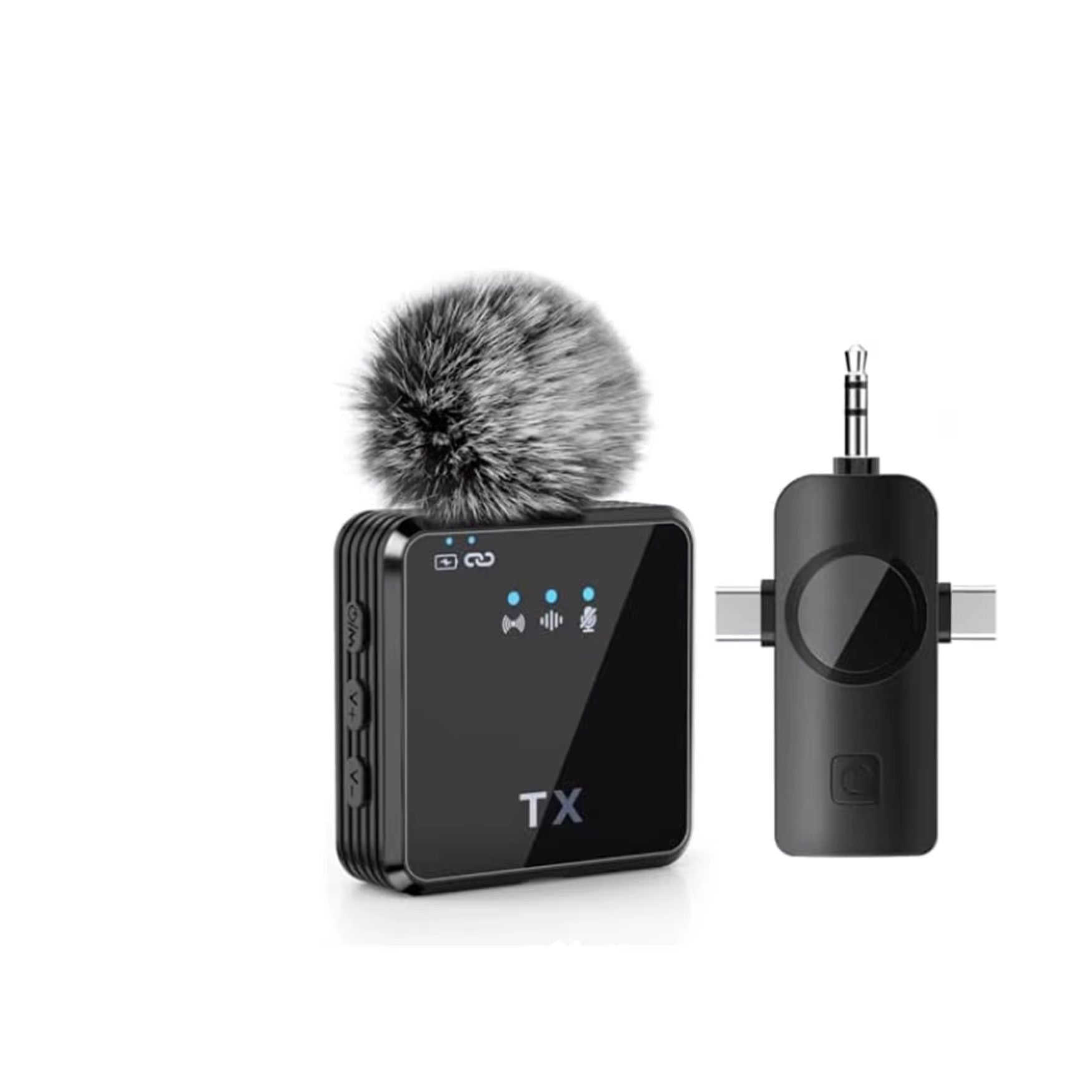 Microphone Cravate Sans Fil F11 - 2 – Connecteur 3 - en - 1 Universel, Réduction de Bruit Active, Micro Mains Libres pour iPhone, Android & Caméras - HGL - CHINA