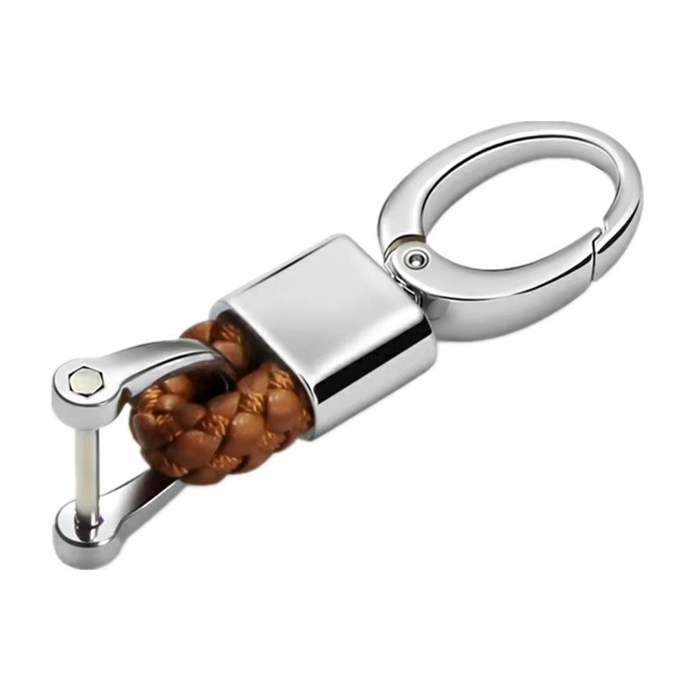 Porte - clés en Cuir Tressé Main de Luxe – Mousqueton en Titane Haute Résistance, Compatible Audi, BMW, VW & Logos Personnalisables - HGL - CHINA