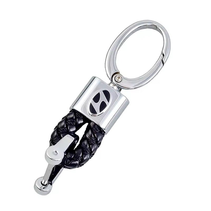 Porte - clés en Cuir Tressé Main de Luxe – Mousqueton en Titane Haute Résistance, Compatible Audi, BMW, VW & Logos Personnalisables - HGL - CHINA