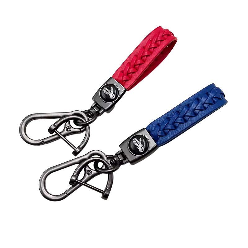 Porte - clés en Cuir Tressé Main de Luxe – Mousqueton en Titane Haute Résistance, Compatible Audi, BMW, VW & Logos Personnalisables - HGL - CHINA