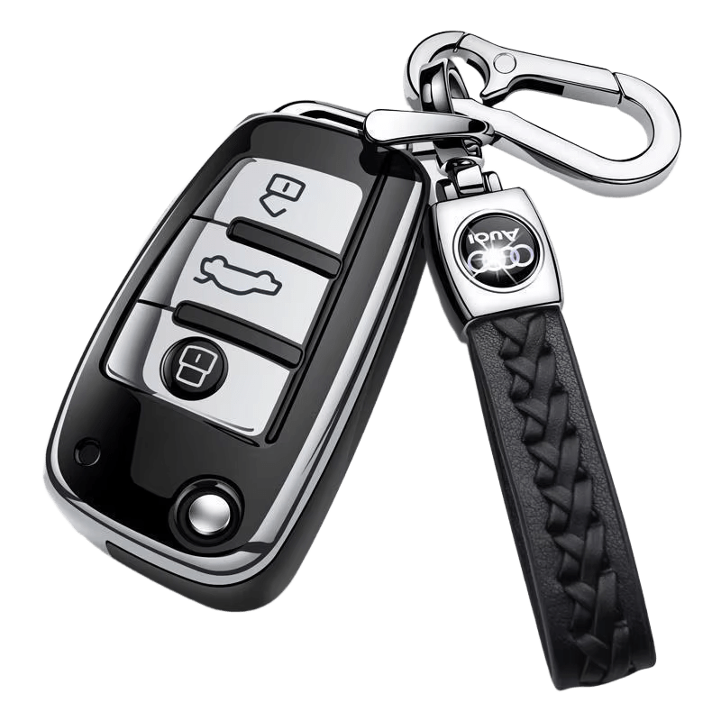 Porte - clés en Cuir Tressé Main de Luxe – Mousqueton en Titane Haute Résistance, Compatible Audi, BMW, VW & Logos Personnalisables - HGL - CHINA