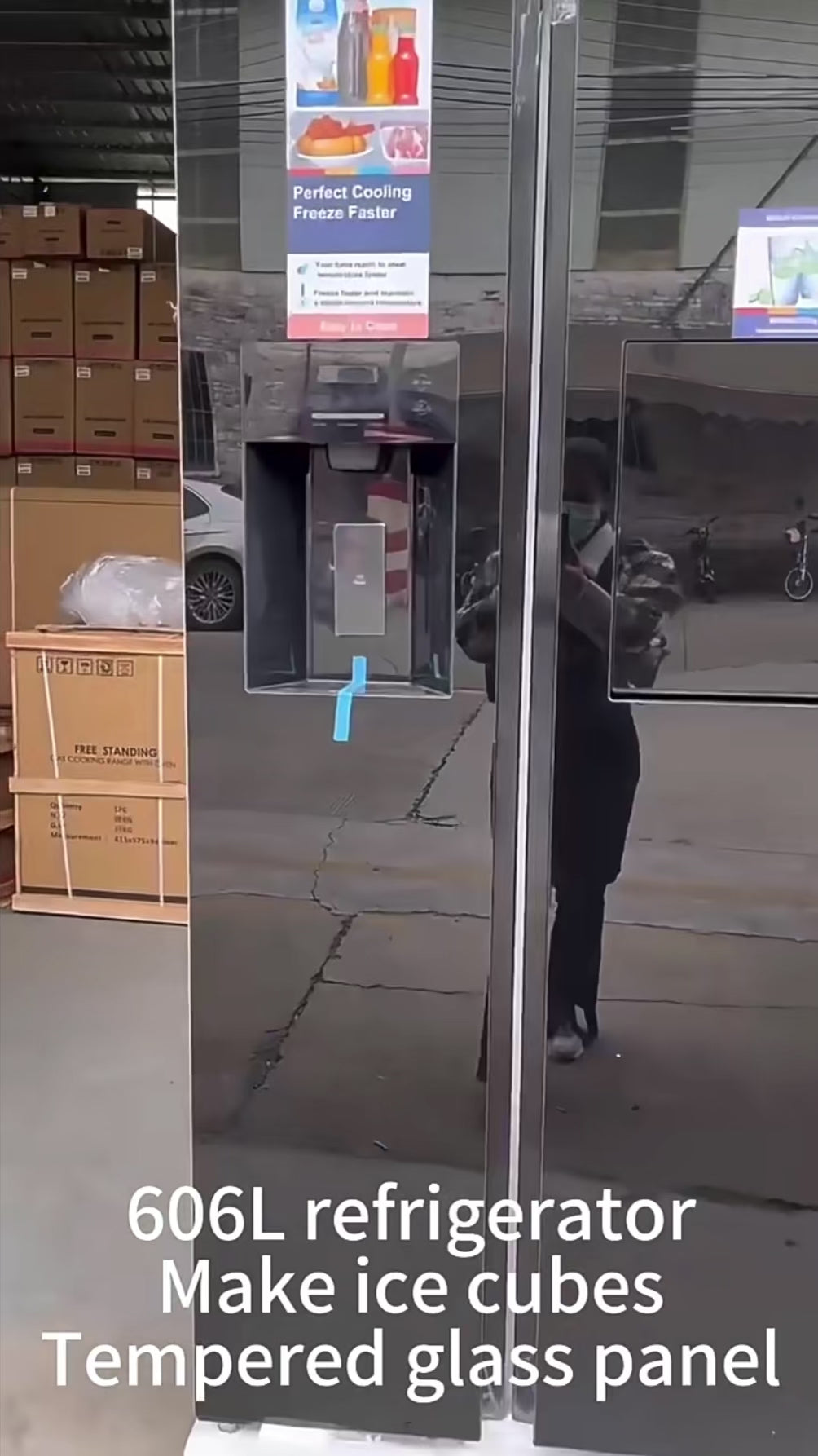 Réfrigérateur Américain "Grand Volume" 606 L – Double Porte en Acier Inoxydable