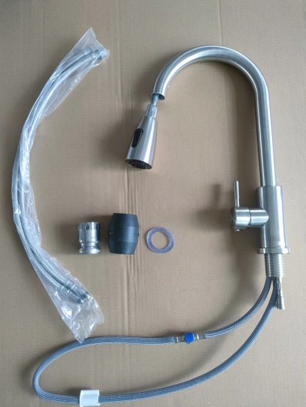 Robinet de Cuisine Mitigeur Extractible Premium – Acier Inoxydable, Double Jet d’Eau (Chaude & Froide) et Rotation 360° - HGL - CHINA