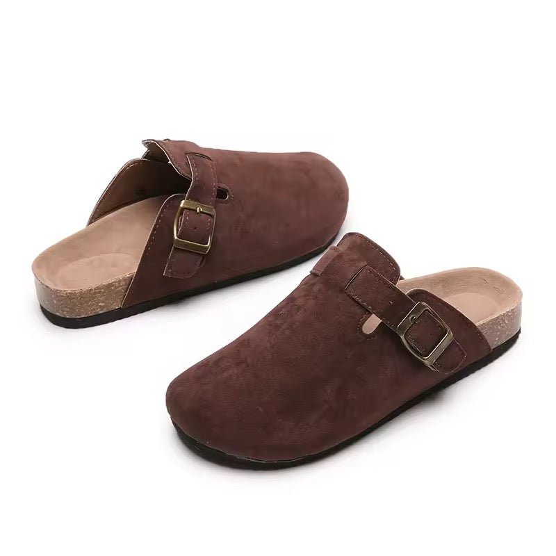 Sabots en Cuir Suédé à Bout Fermé – Mules Ergonomiques "Deran", Semelle Épaisse & Confort 3D Stéréo pour Hommes et Femmes - HGL - CHINA
