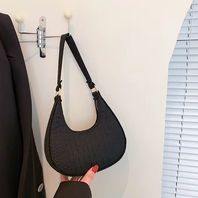 Sac Hobo "Stone Pattern" – Texture Croco avec Chaîne Dorée Élégante - HGL - CHINA