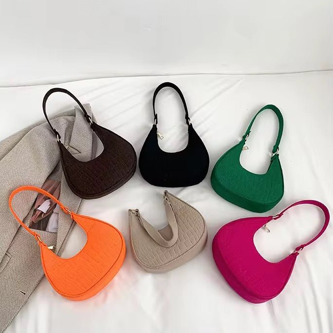 Sac Hobo "Stone Pattern" – Texture Croco avec Chaîne Dorée Élégante - HGL - CHINA