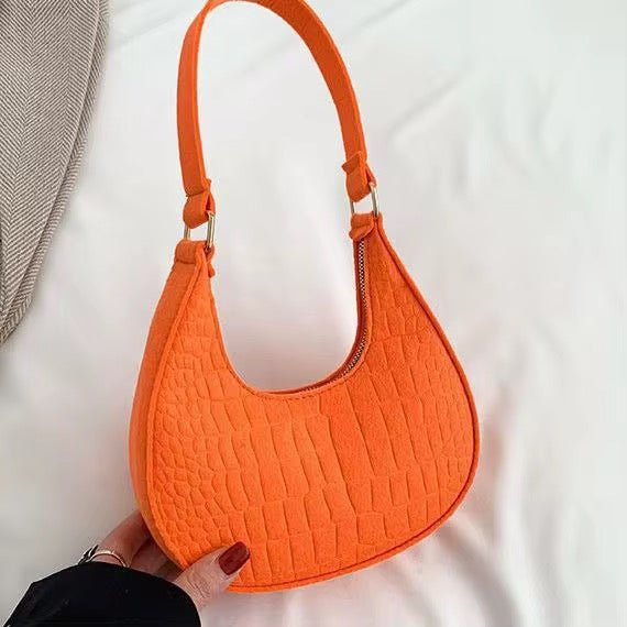 Sac Hobo "Stone Pattern" – Texture Croco avec Chaîne Dorée Élégante - HGL - CHINA