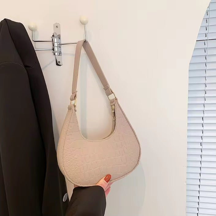 Sac Hobo "Stone Pattern" – Texture Croco avec Chaîne Dorée Élégante - HGL - CHINA