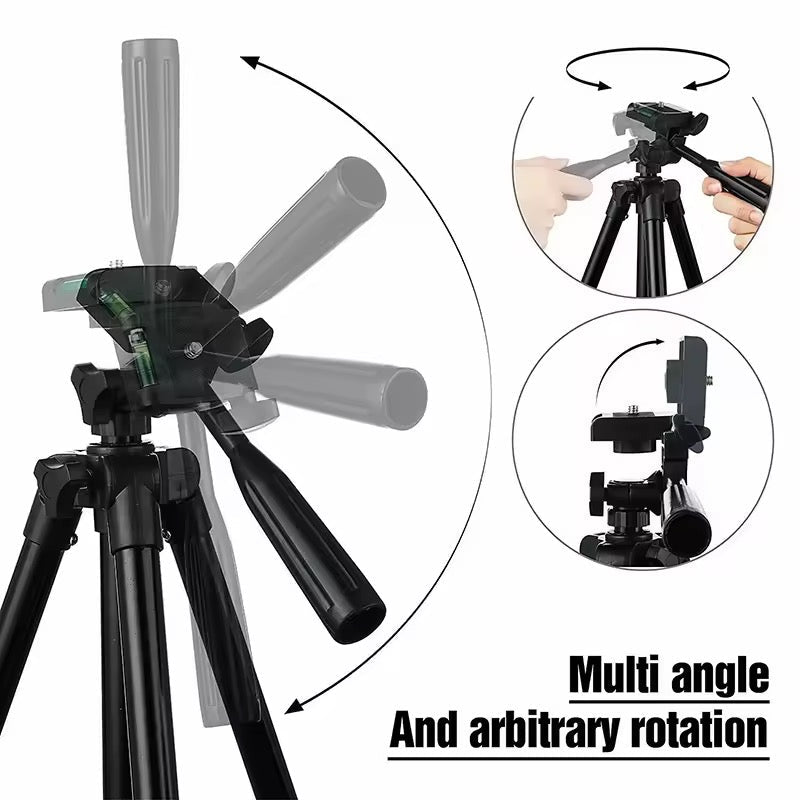 Trépied Télescopique 3120 en Aluminium & ABS – Support Smartphone et Caméra, Rotule 360°, Niveau à Bulle & Pliable pour Vlog et Photo - HGL - CHINA