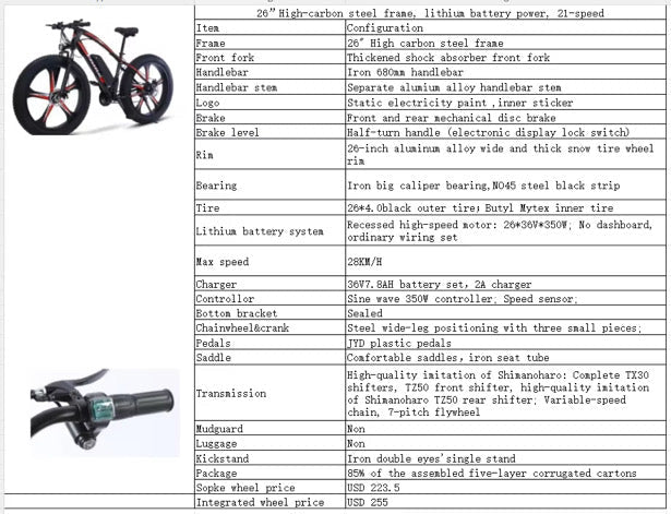 Vélo Électrique Tout - Terrain (Fat Bike) 26 Pouces – Moteur Puissant 1000W 48V, Cadre Alliage d'Aluminium & Autonomie Longue Durée - HGL - CHINA